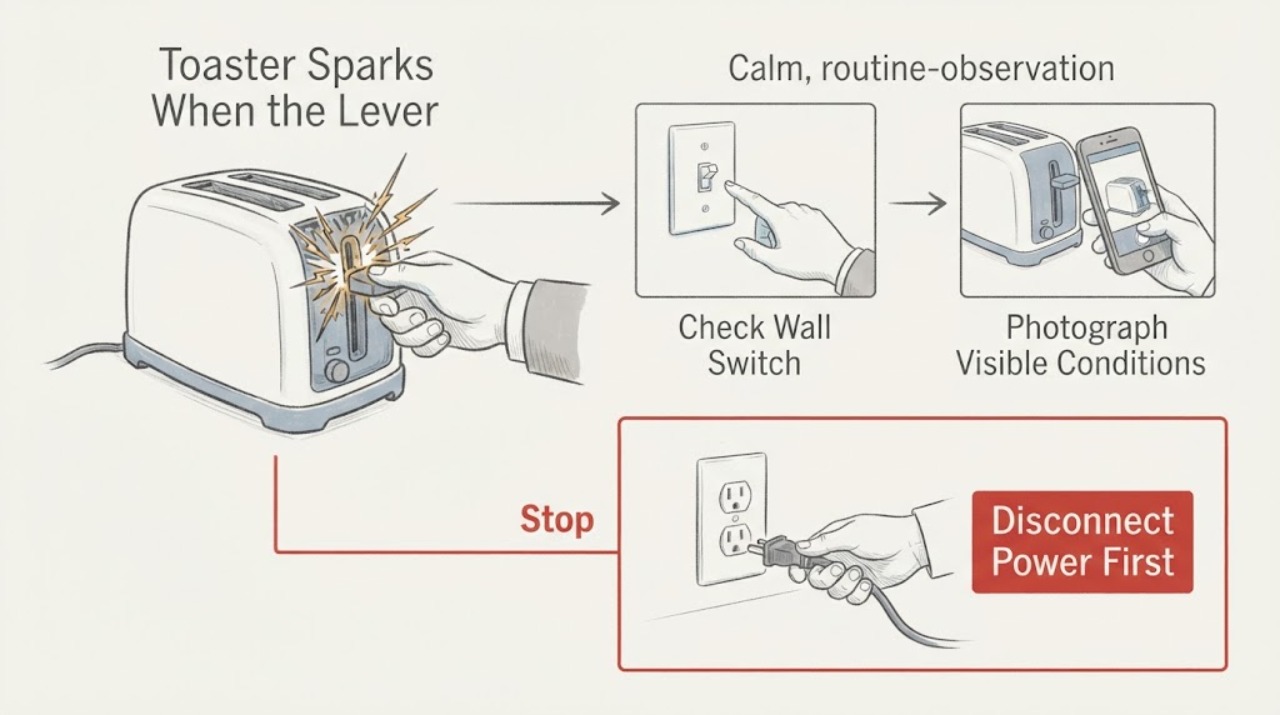 Toaster Sparks When the Lever