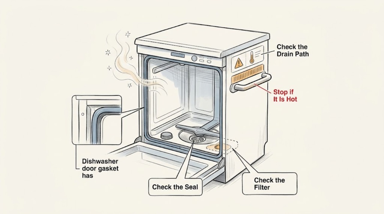 Dishwasher door gasket has