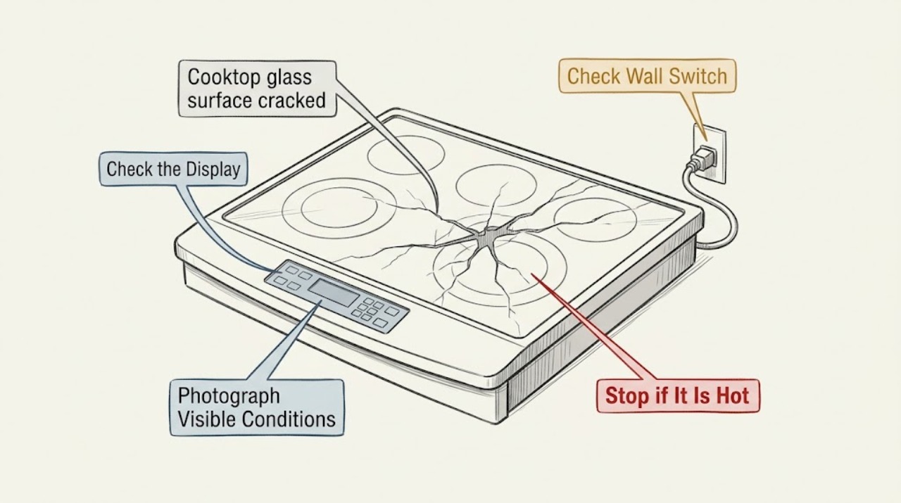 Cooktop glass surface cracked