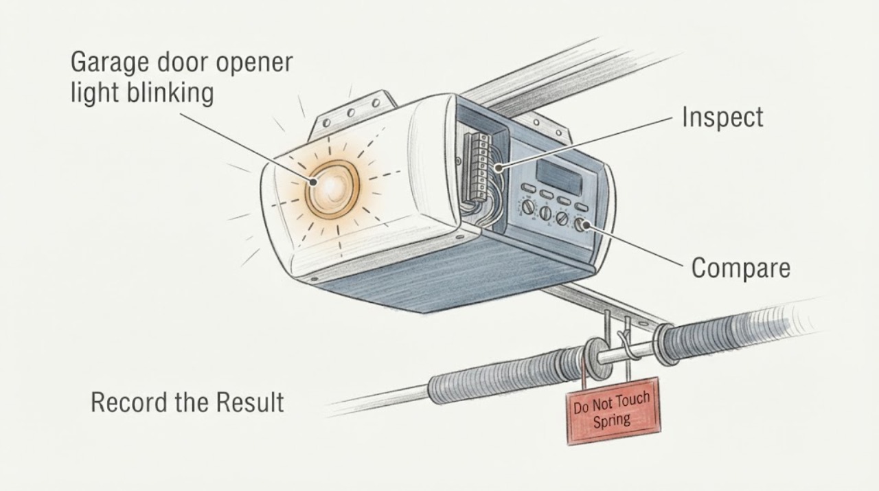 Garage door opener light blinking