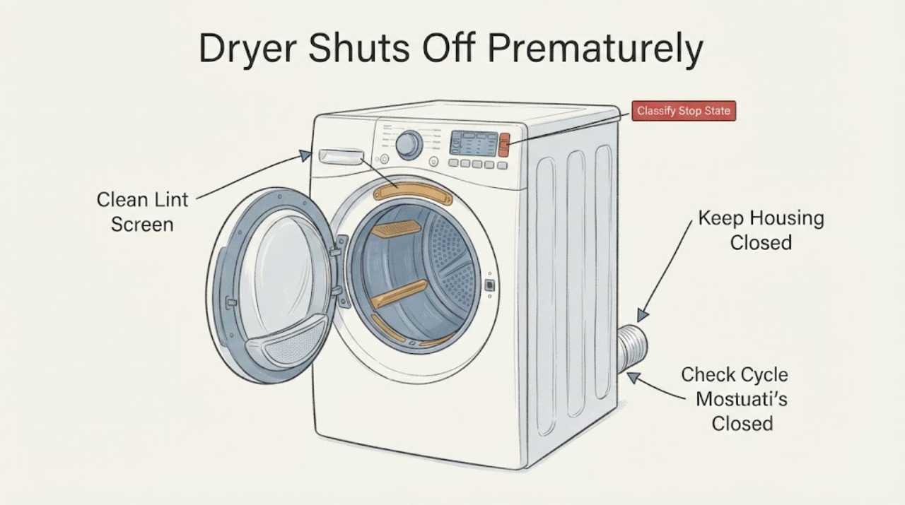 Dryer Shuts Off Prematurely |