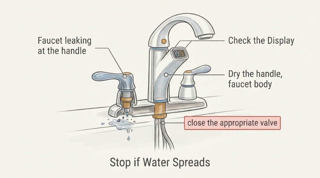 Faucet leaking at the handle