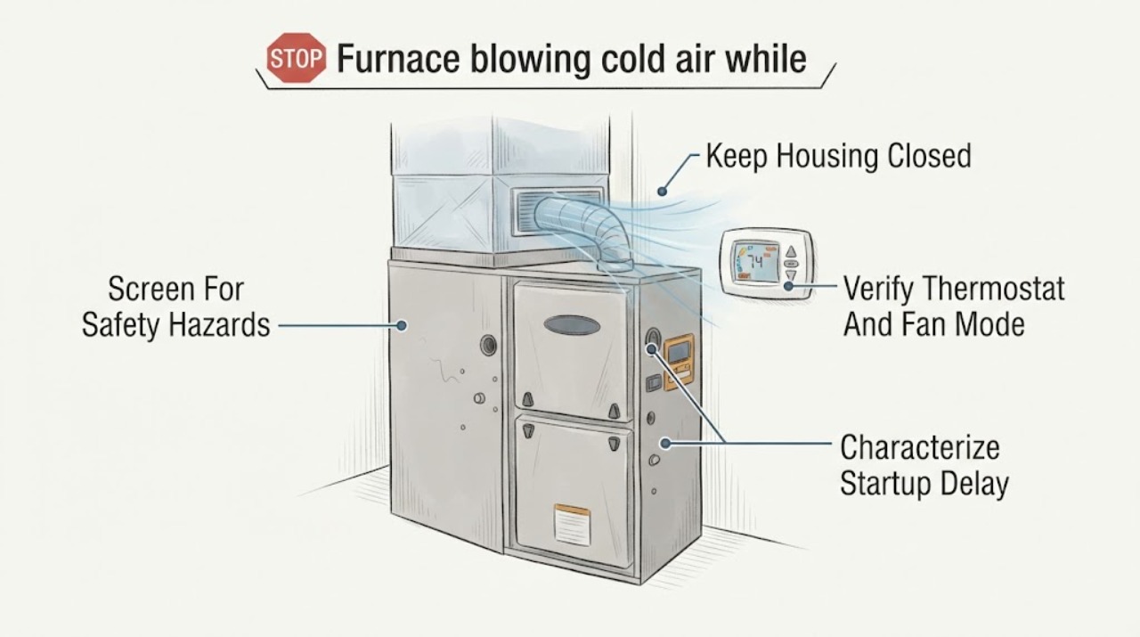 Furnace blowing cold air while