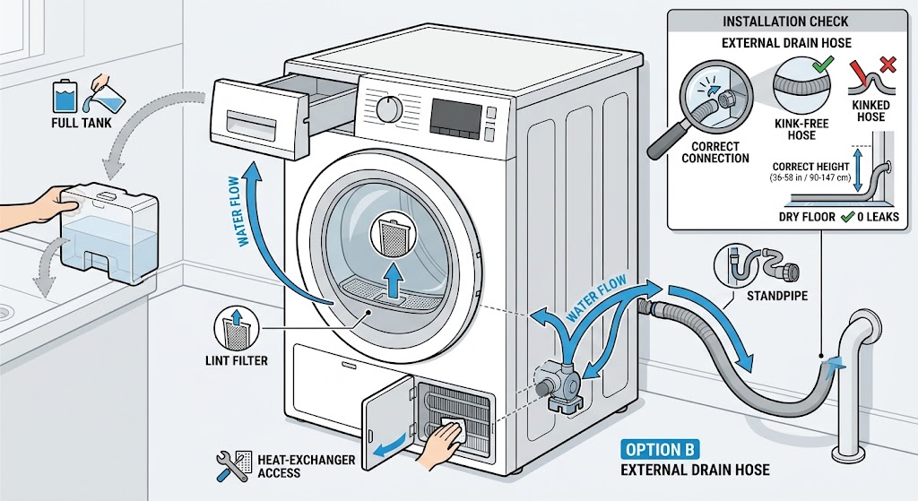 Bosch Dryer Not Draining: Check the Condensation Path Safely