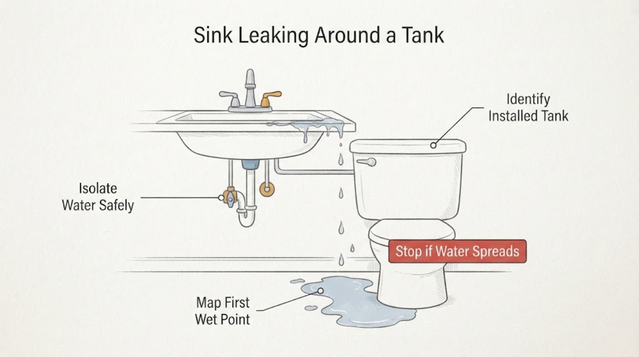 Sink Leaking Around a Tank