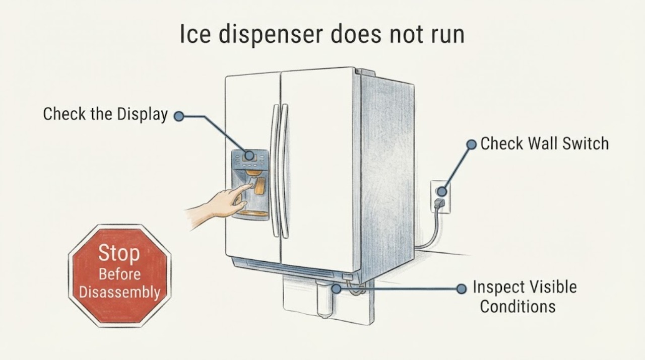 Ice dispenser does not run