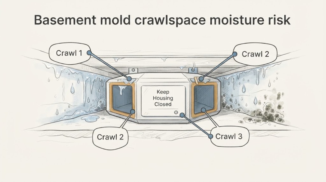Basement mold crawlspace moisture risk