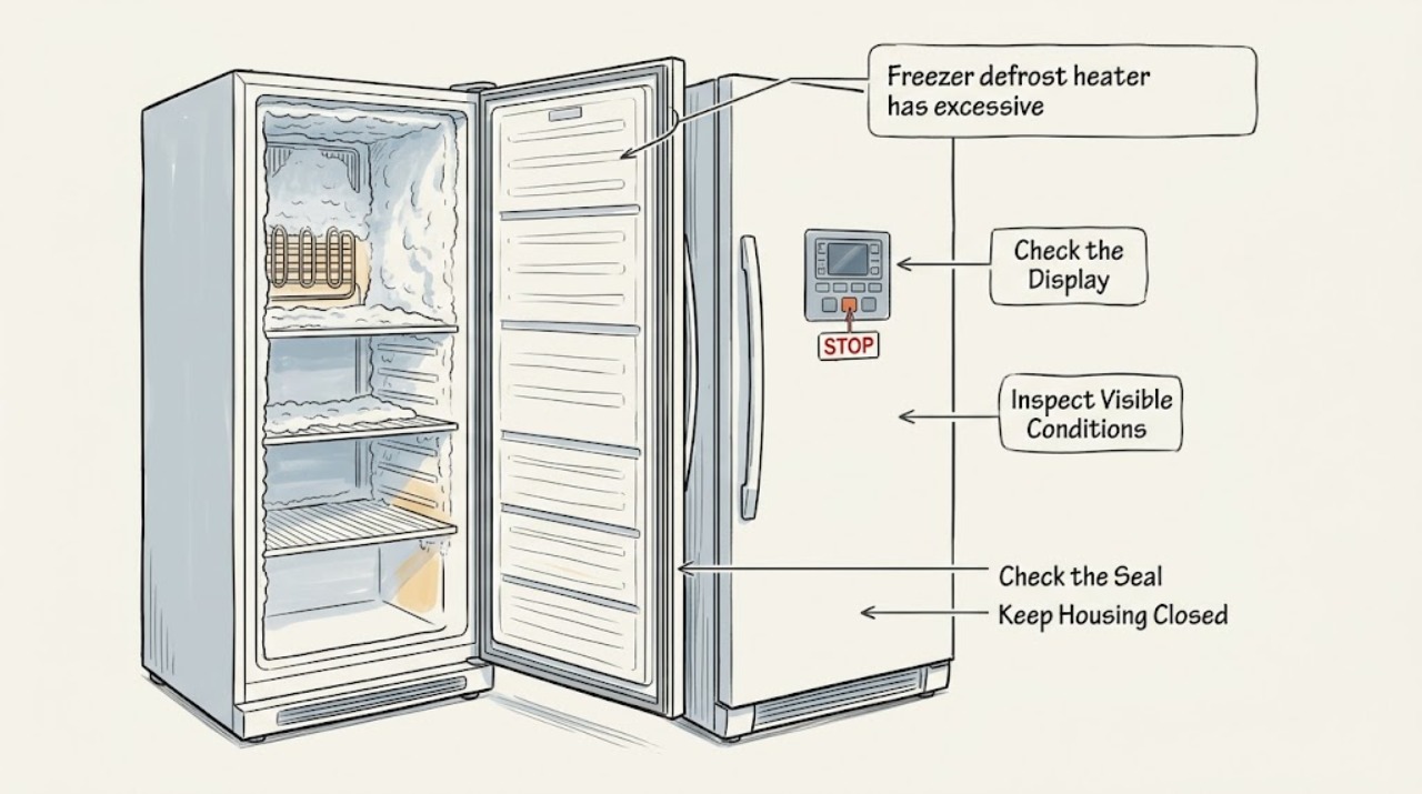 Freezer defrost heater has excessive