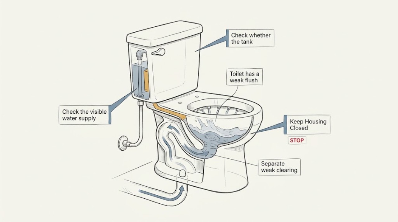 Toilet has a weak flush