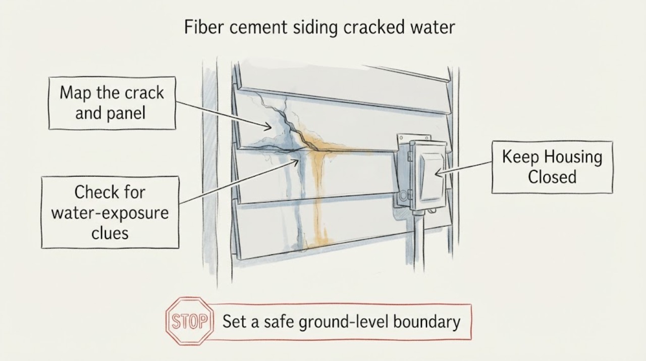 Fiber cement siding cracked water