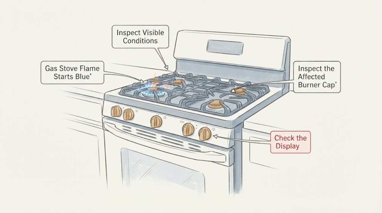 Gas Stove Flame Starts Blue