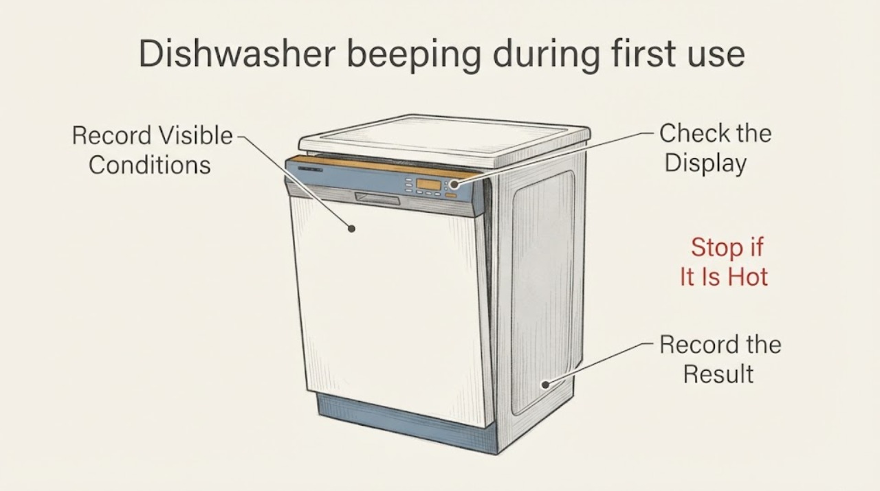 Dishwasher beeping during first use