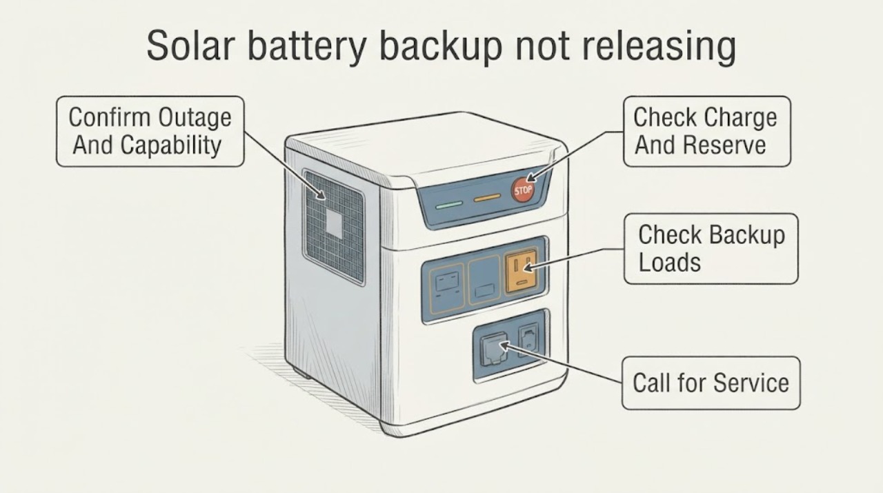 Solar battery backup not releasing
