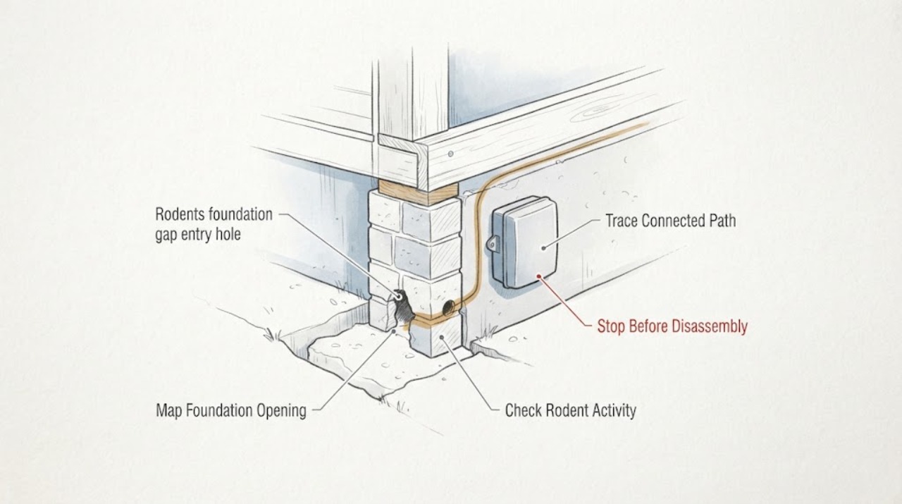 Rodents foundation gap entry hole