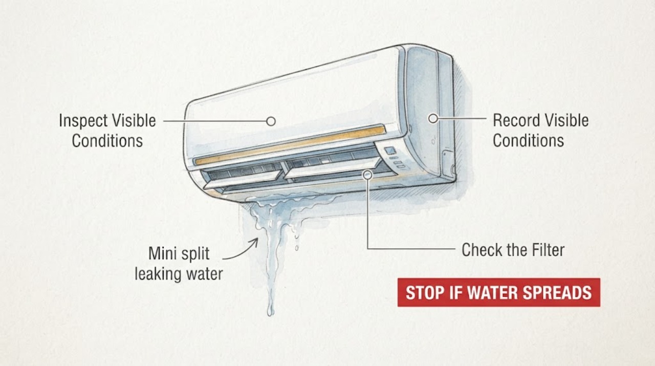 Mini split leaking water