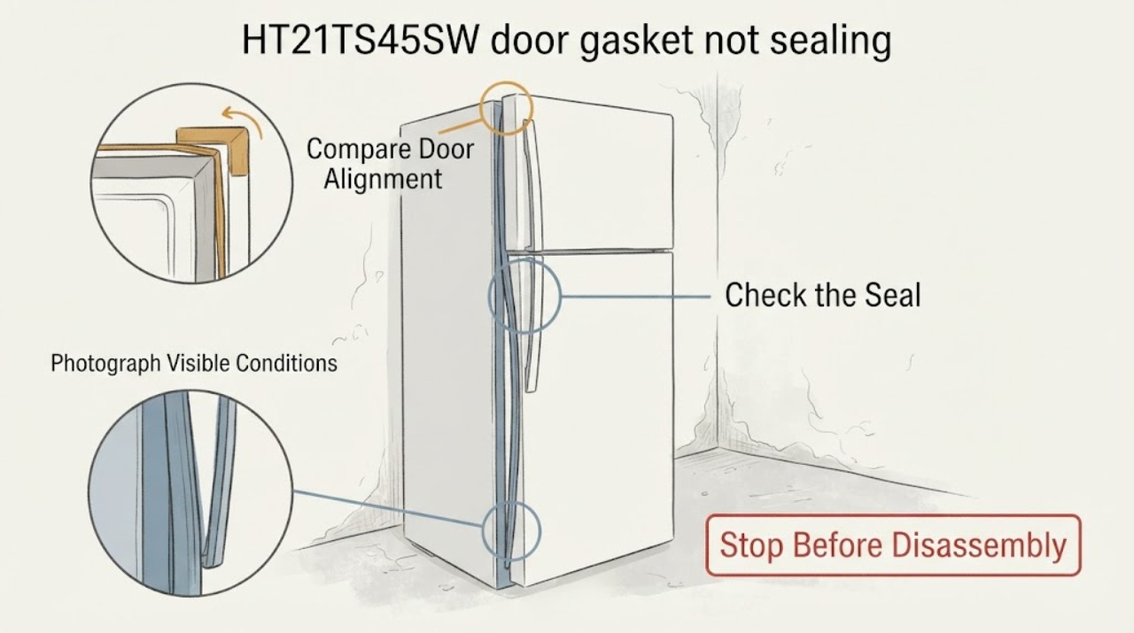 HT21TS45SW door gasket not sealing