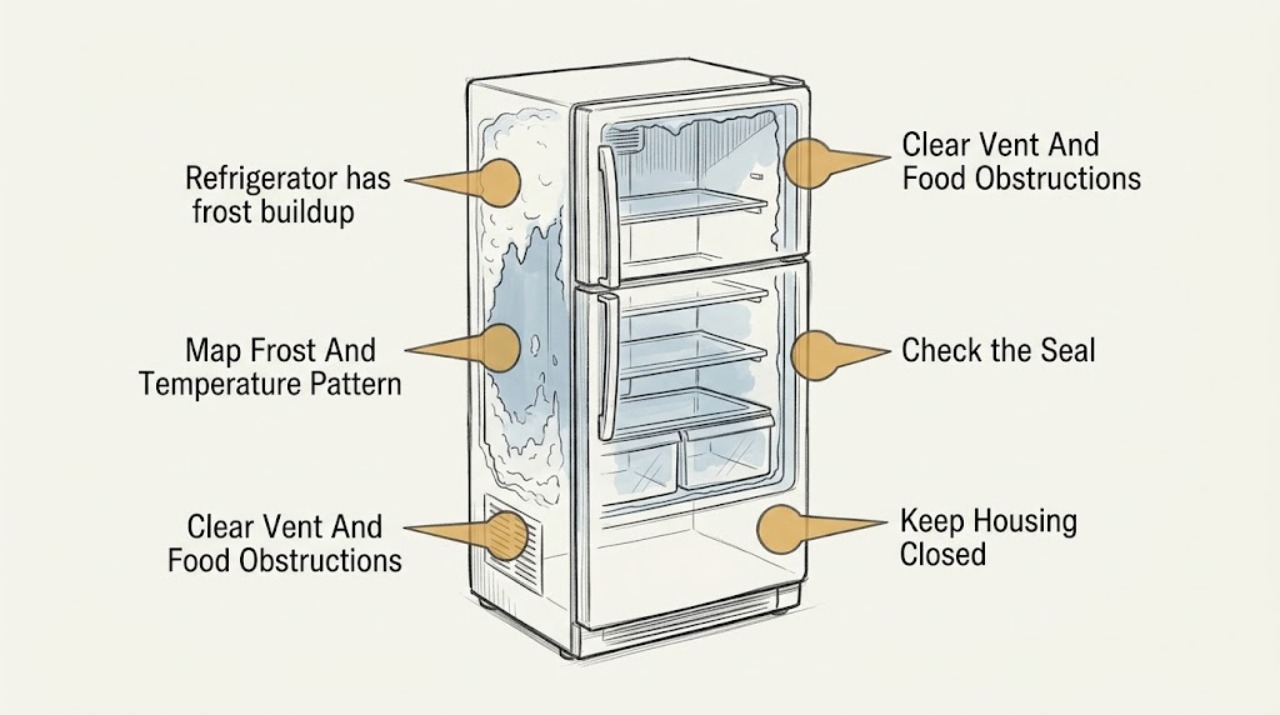 Refrigerator has frost buildup