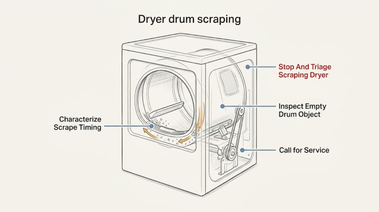 Dryer drum scraping