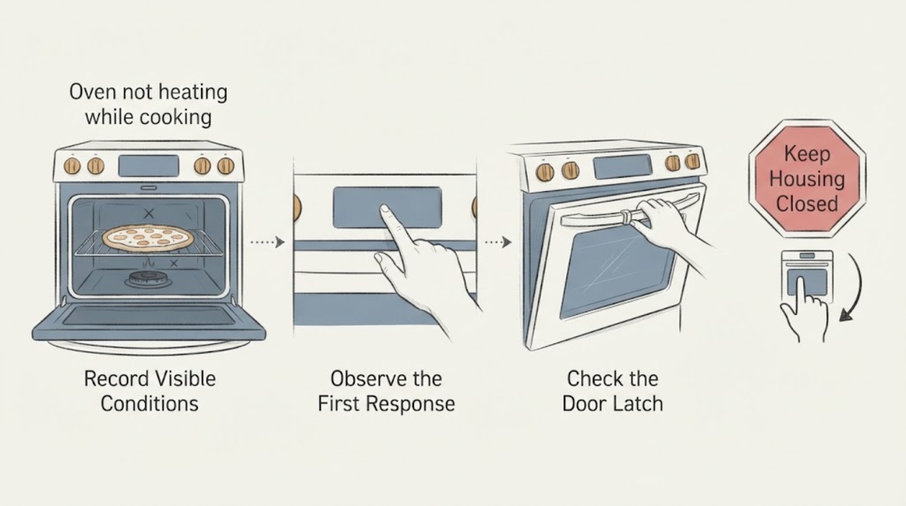 Oven not heating while cooking