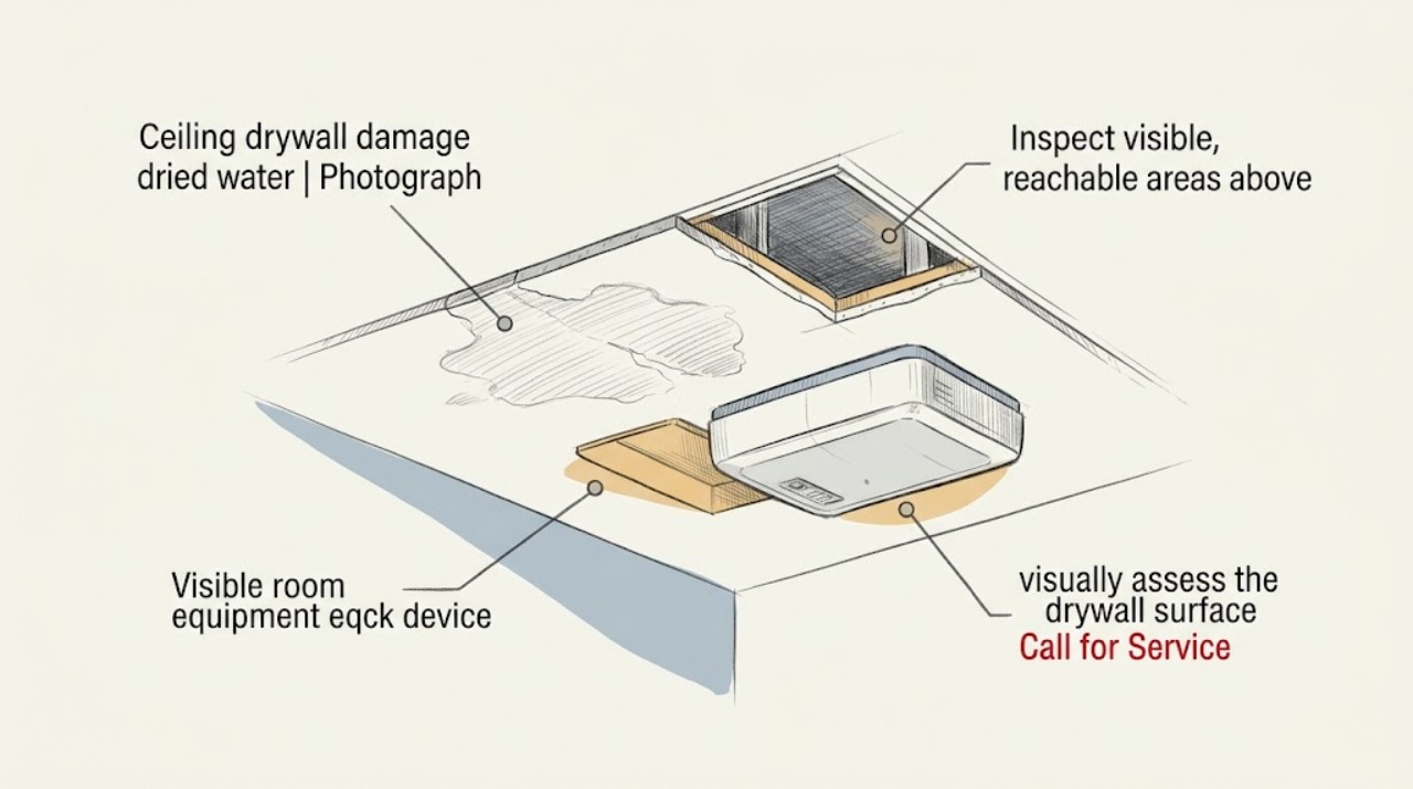Ceiling drywall damage dried water