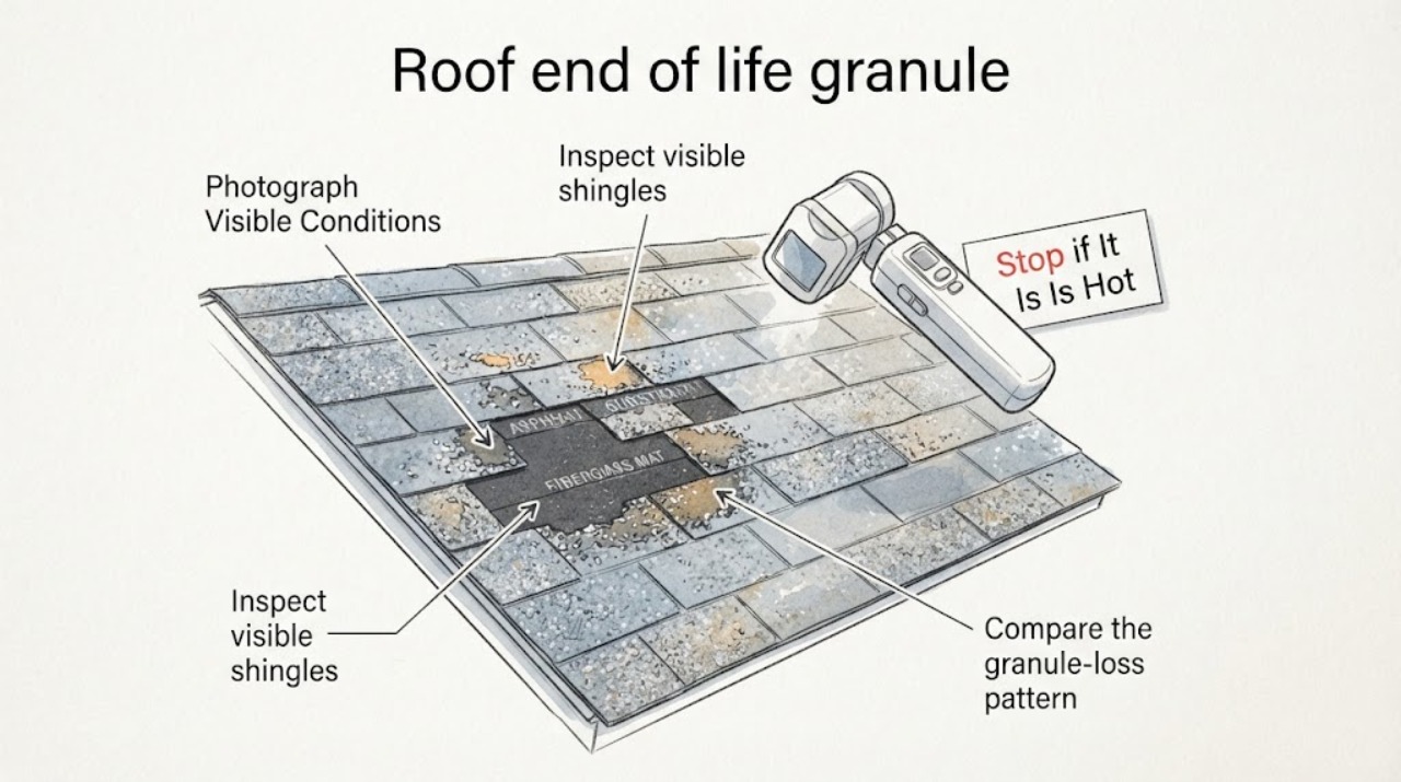 Roof end of life granule