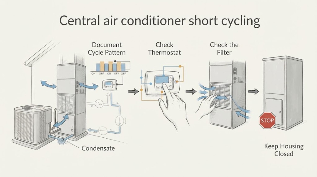Central air conditioner short cycling