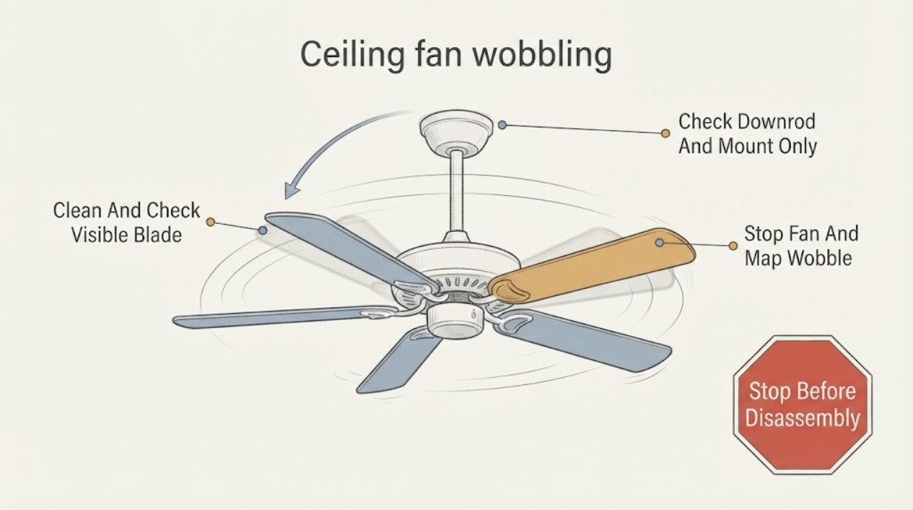 Ceiling fan wobbling