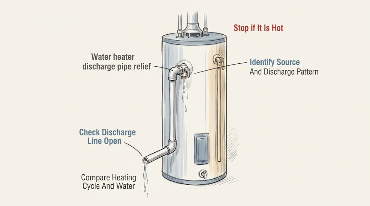 Water heater discharge pipe relief