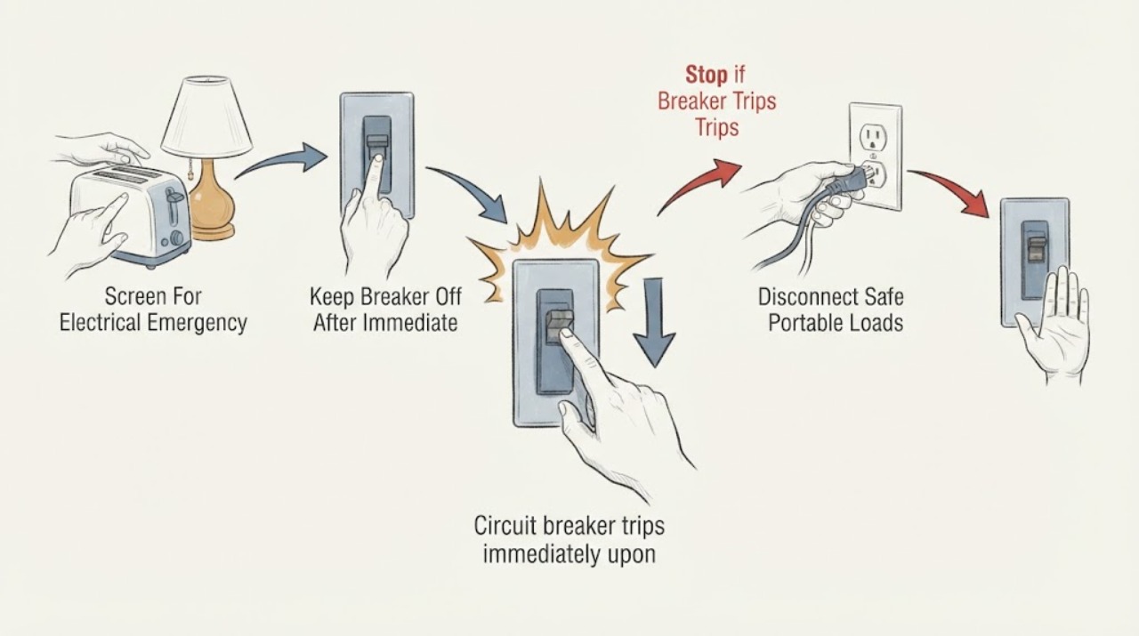 Circuit breaker trips immediately upon