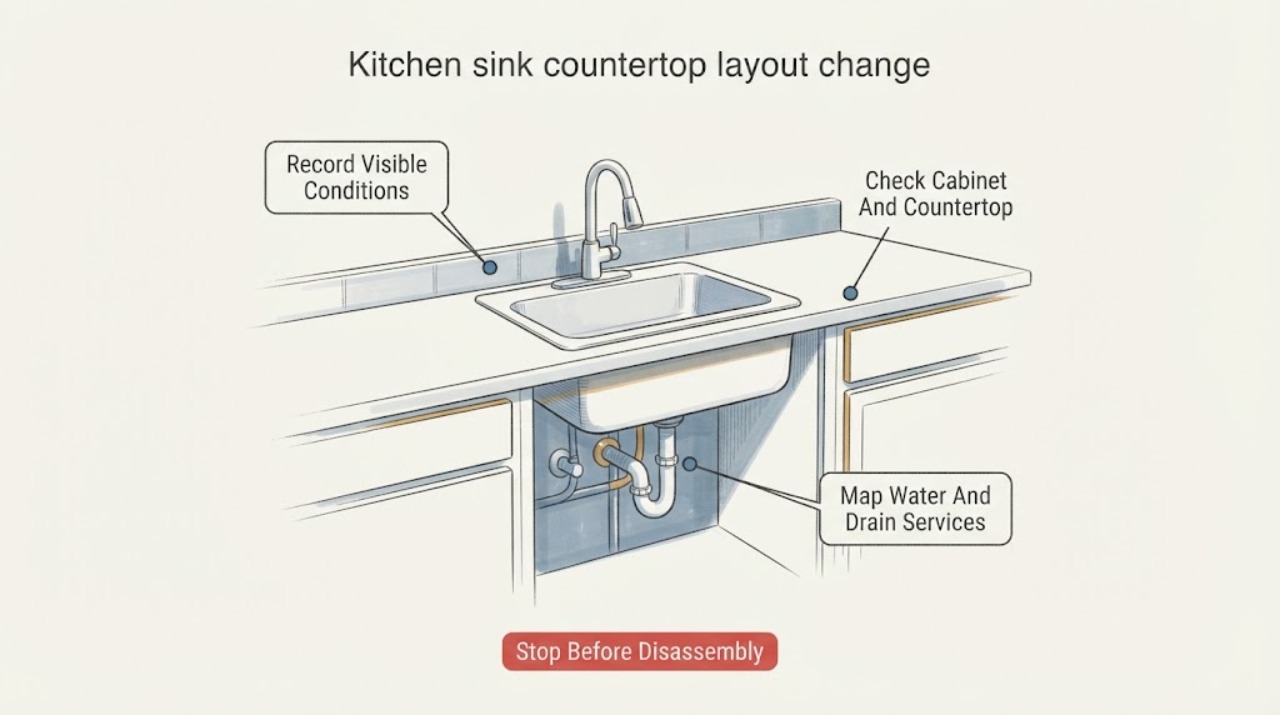 Kitchen sink countertop layout change