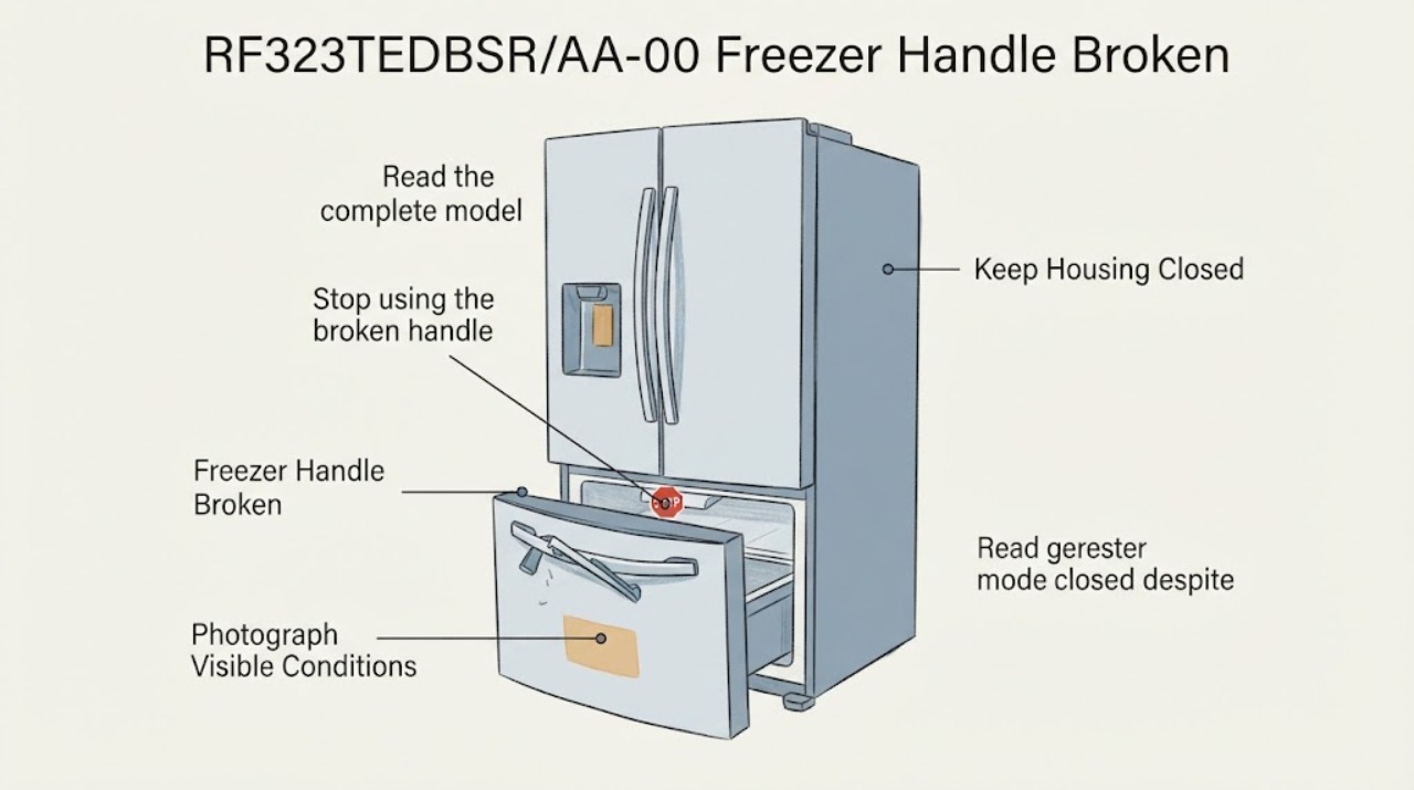 RF323TEDBSR/AA-00 Freezer Handle Broken