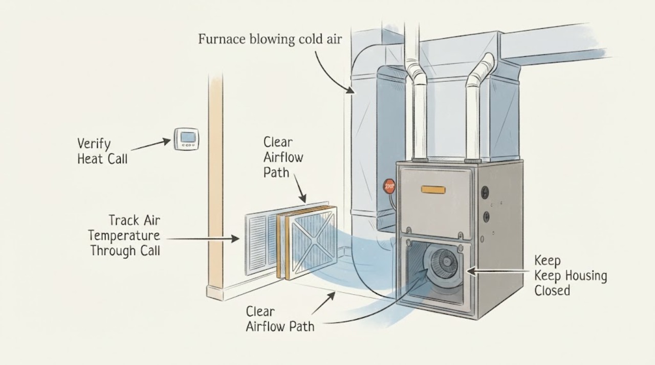 Furnace blowing cold air