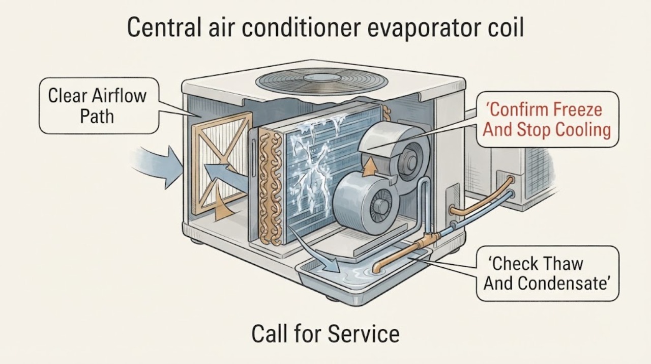 Central air conditioner evaporator coil