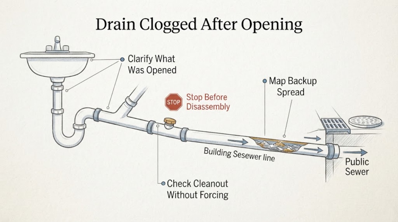 Drain Clogged After Opening