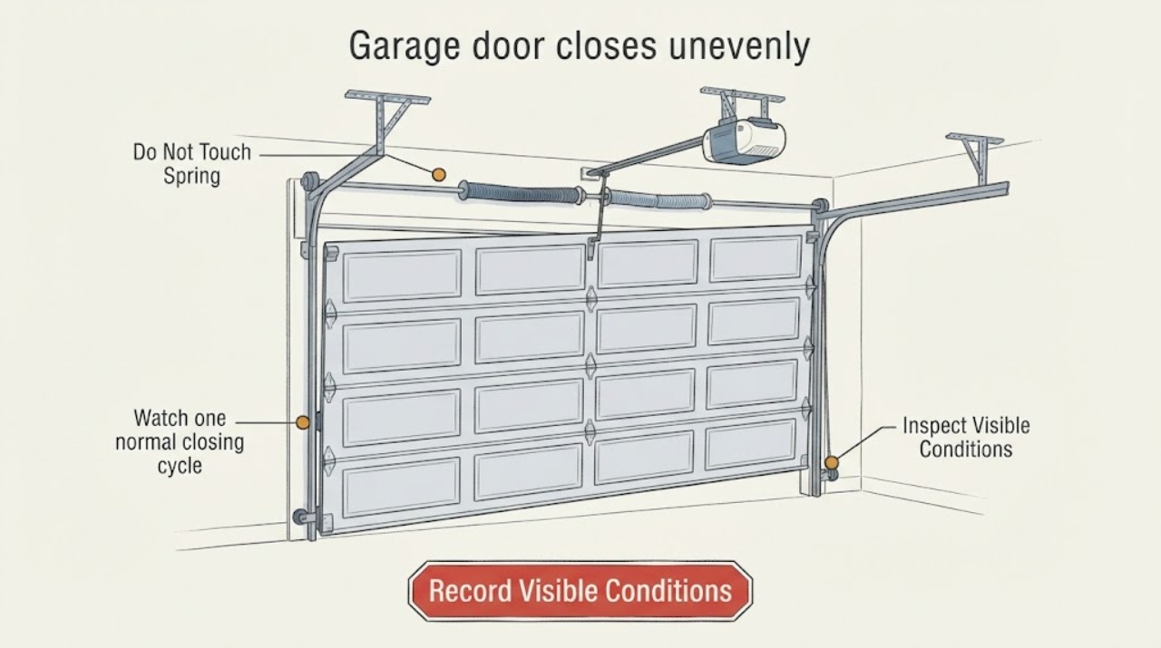 Garage door closes unevenly