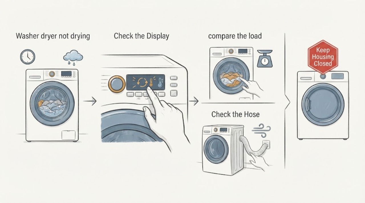 Washer dryer not drying
