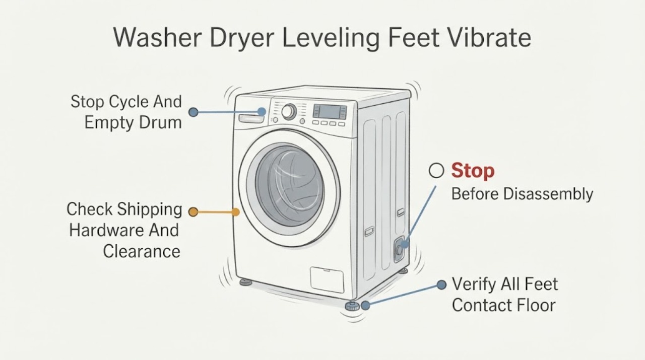 Washer Dryer Leveling Feet Vibrate