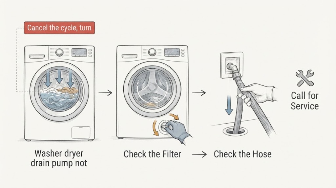 Washer dryer drain pump not