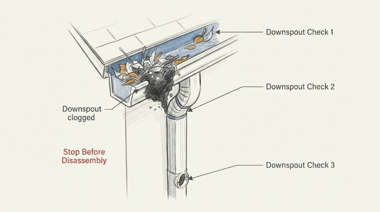 Downspout clogged