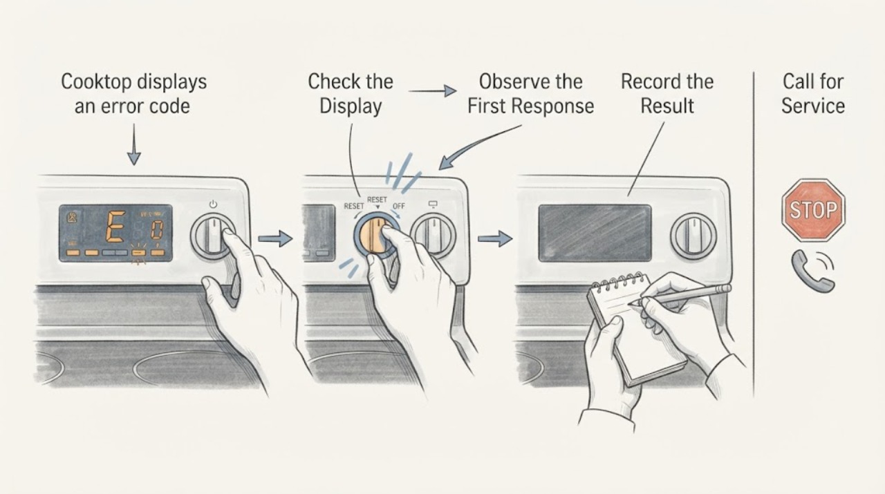 Cooktop displays an error code