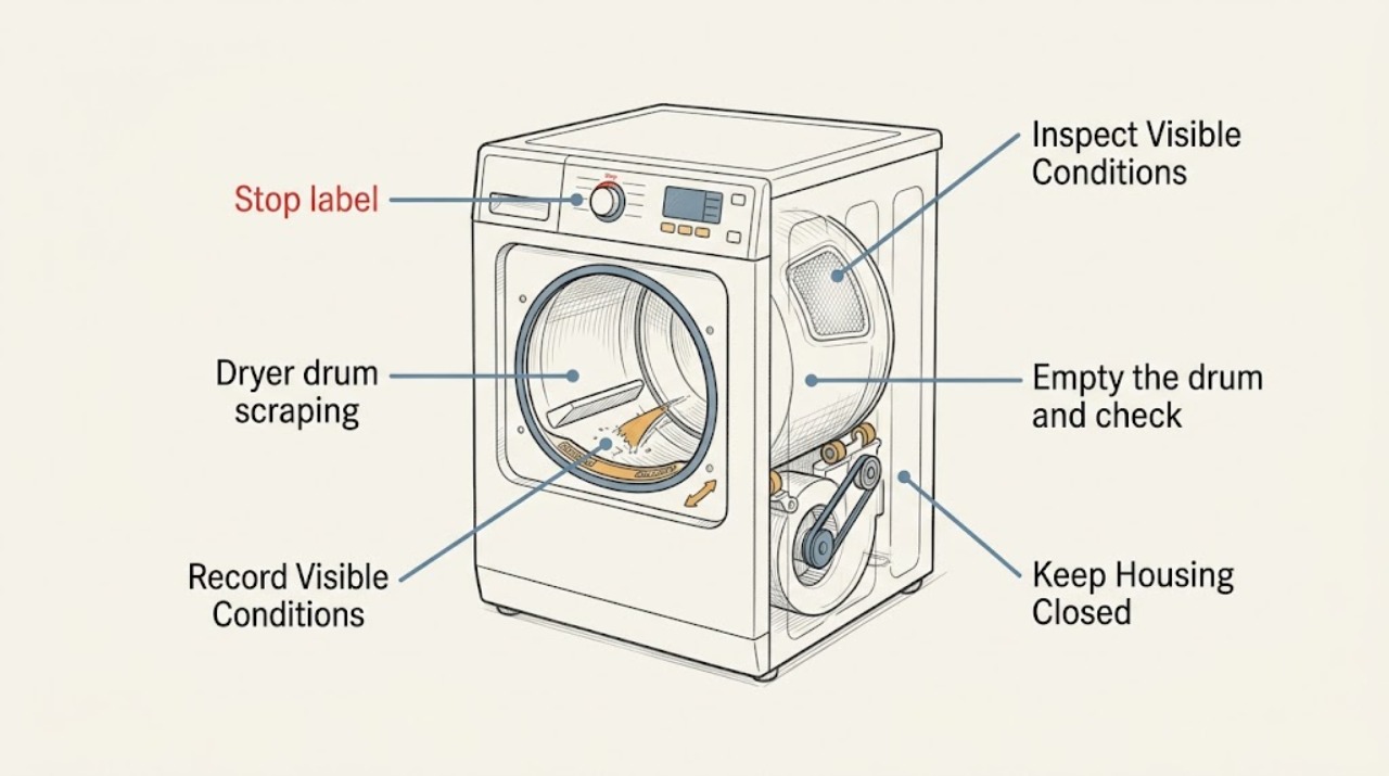 Dryer drum scraping