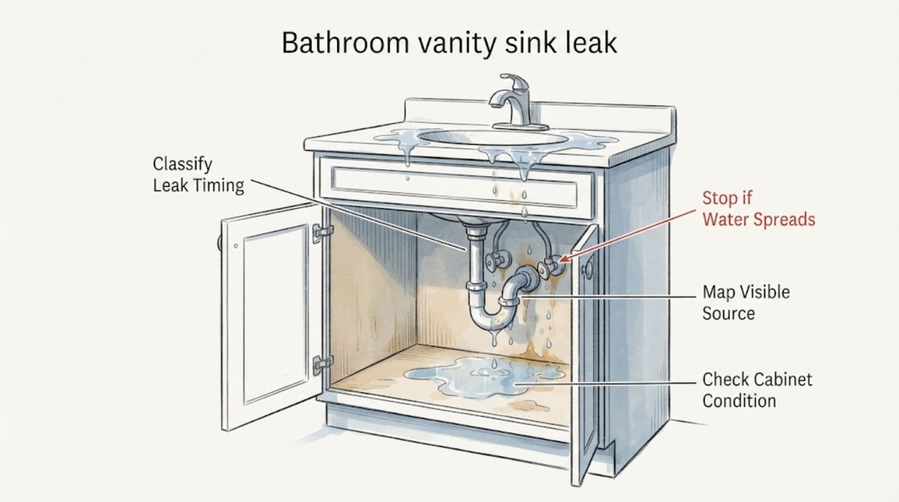 Bathroom vanity sink leak