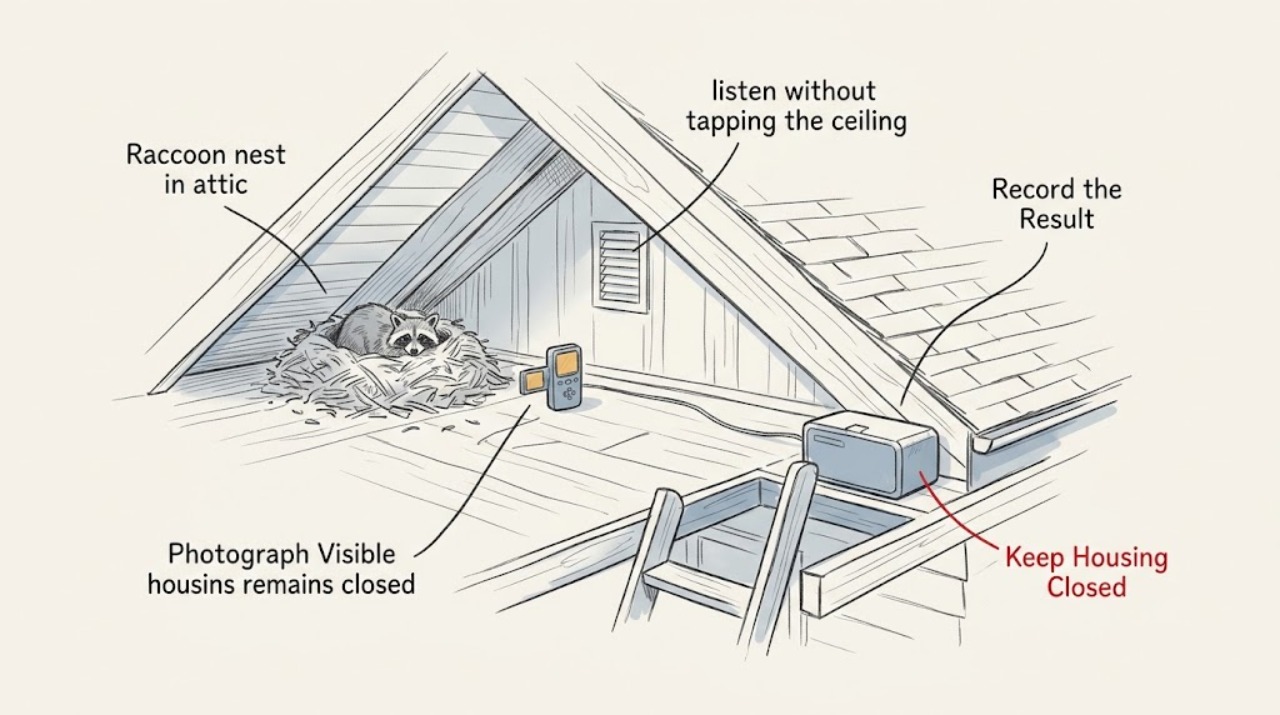 Raccoon nest in attic