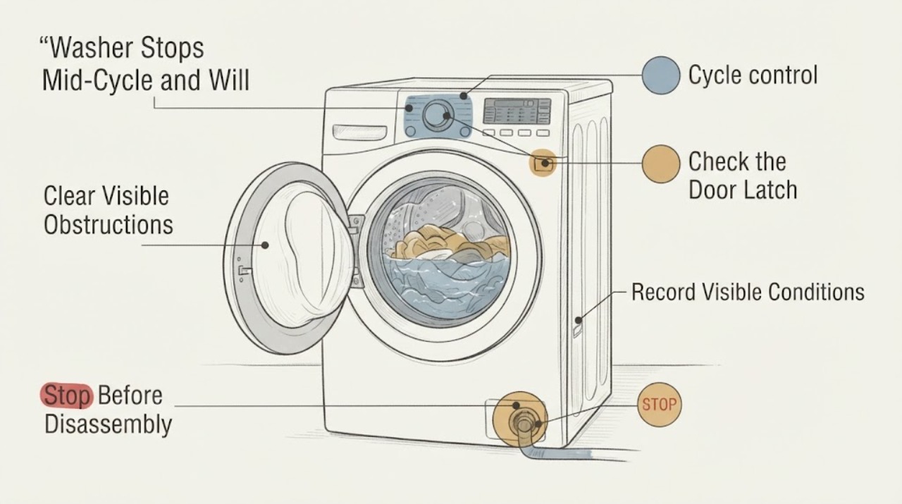 Washer Stops Mid-Cycle and Will