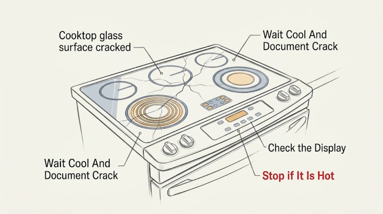 Cooktop glass surface cracked