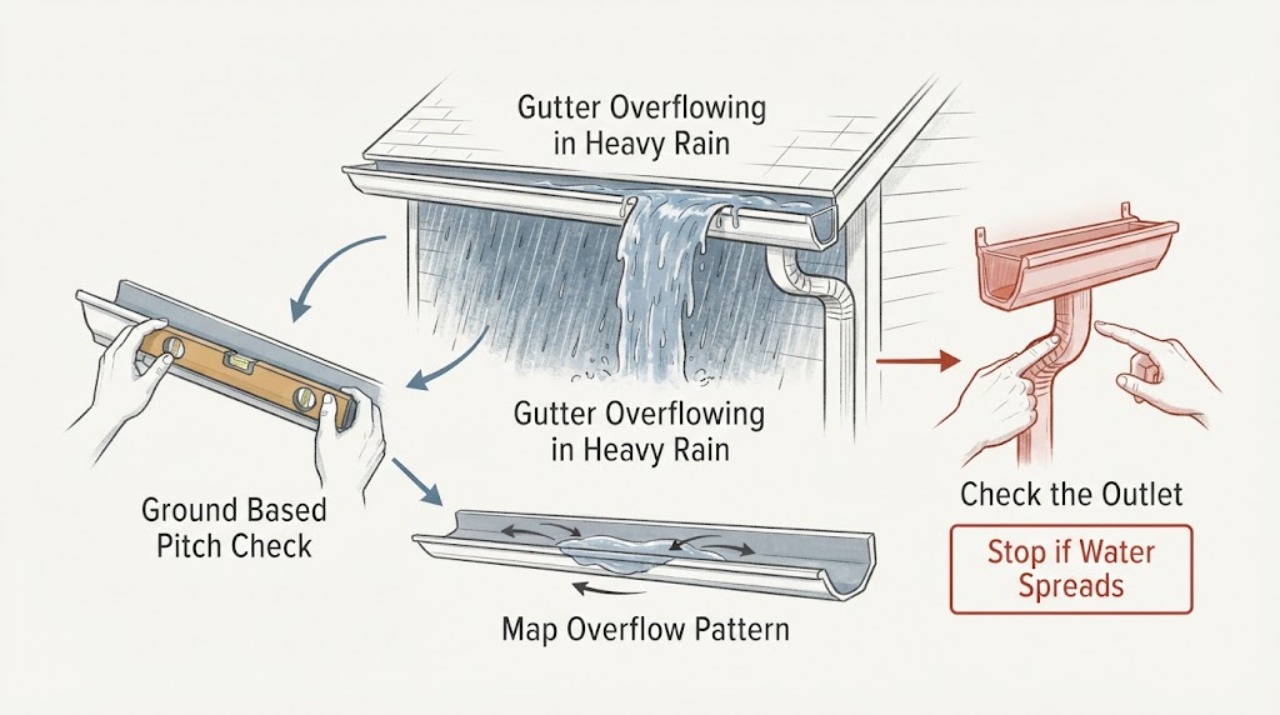 Gutter Overflowing in Heavy Rain
