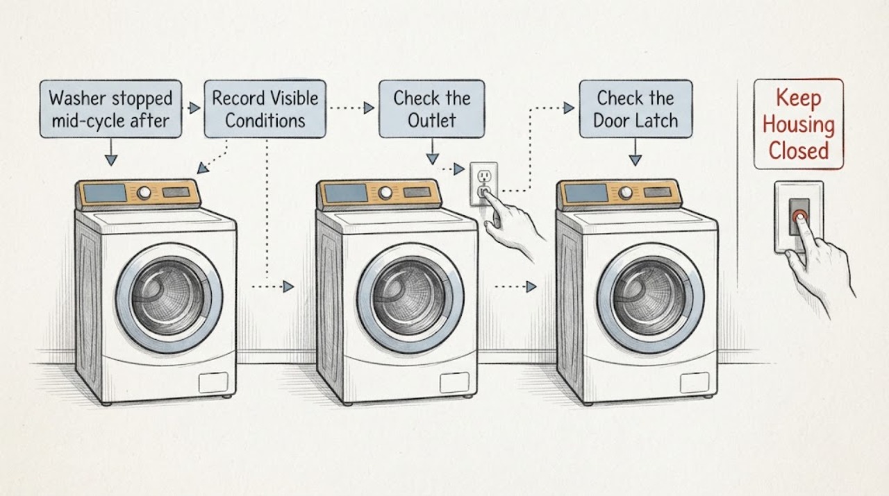 Washer stopped mid-cycle after