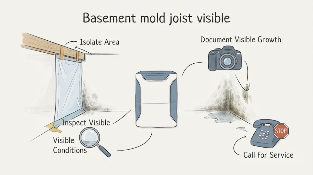 Basement mold joist visible