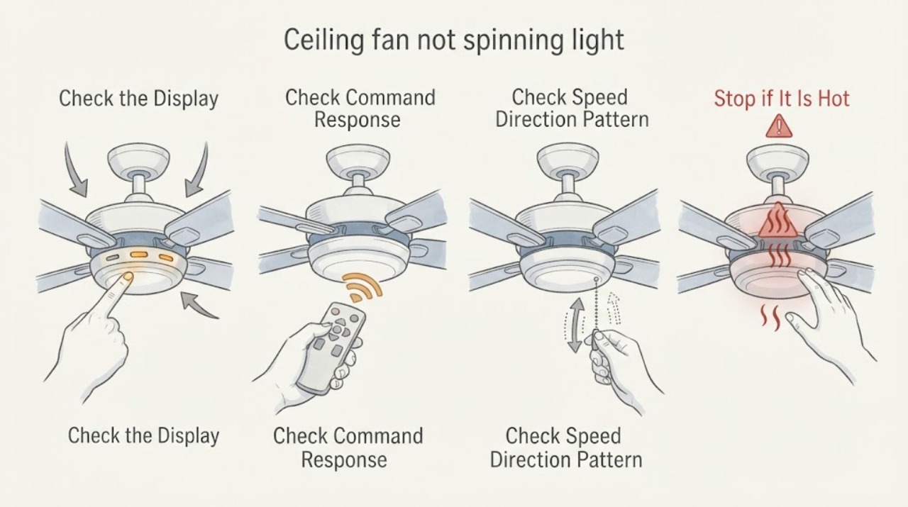 Ceiling fan not spinning light