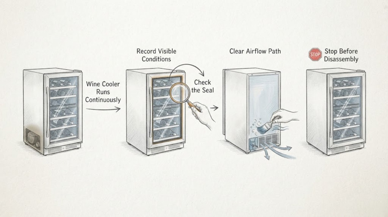 Wine Cooler Runs Continuously